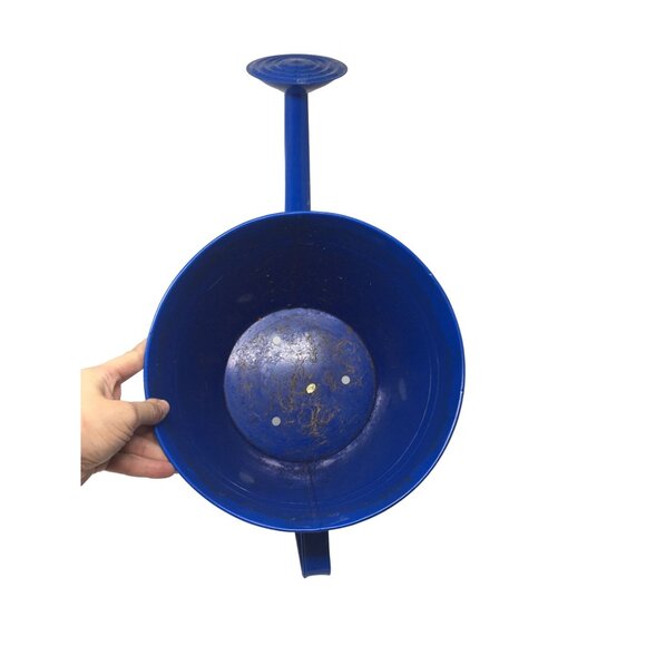 Vintage Blue Watering Can with Handle - about 8.5'' tall and 10'' wide - Picture 4 of 8
